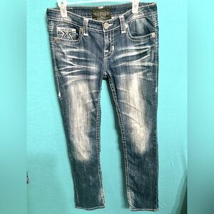 Big Star Vintage Collection Jenae  Indigo StoneWashed Bling Straight Leg Jeans